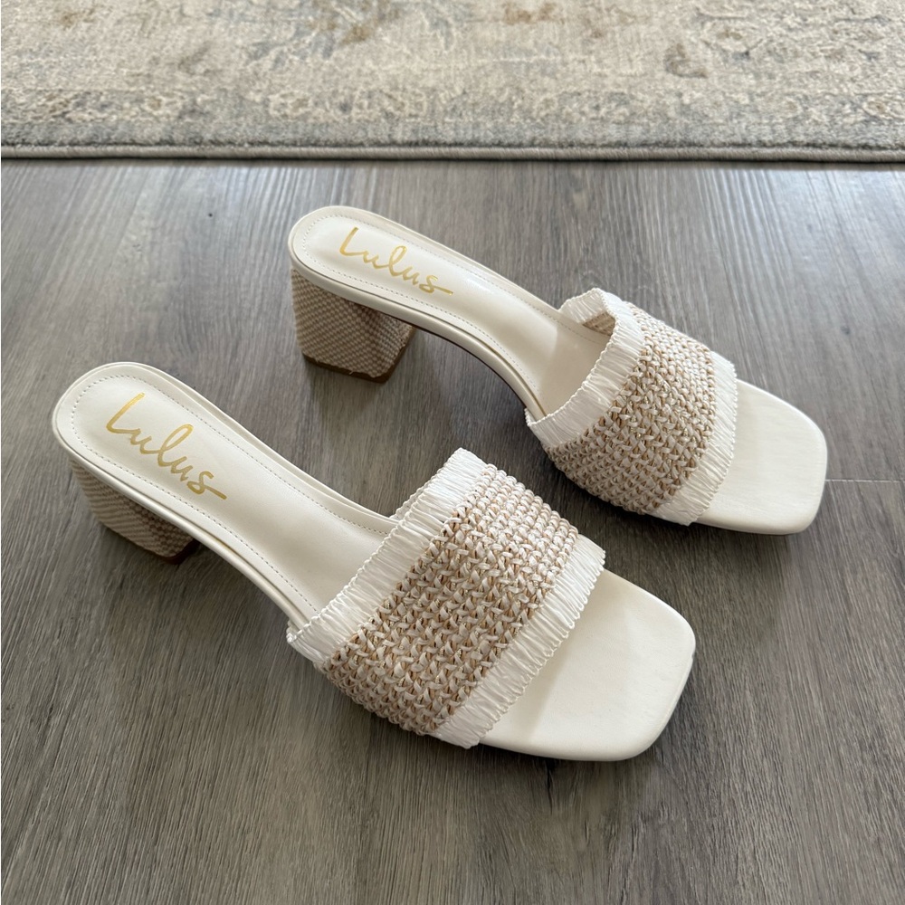 Lulu's Cream and Tan Women's Heeled Sandals